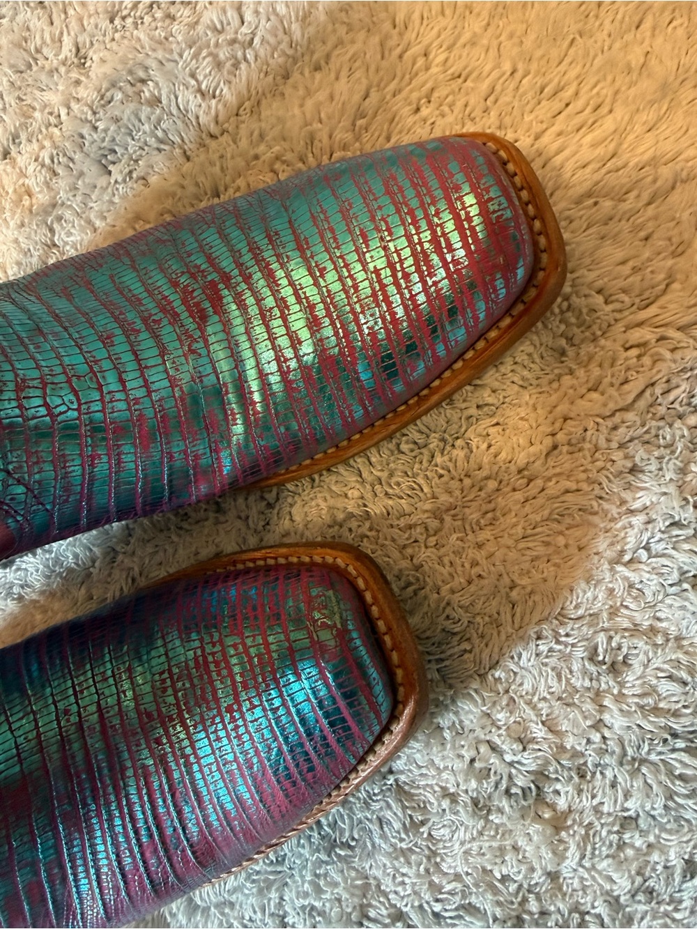 Ariat Pink and Teal Embroidered Western Heeled Boots - Picture 4 of 9